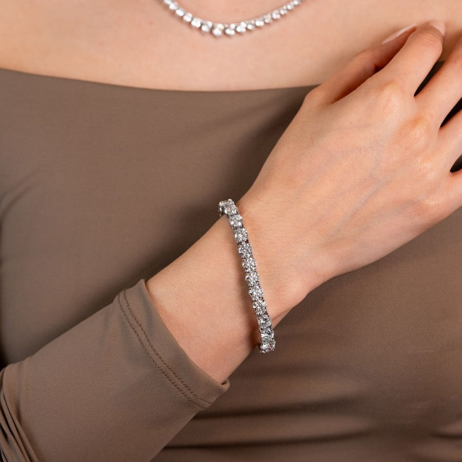 14K White Gold Lab-Created 4-Prong Diamond Tennis Bracelet (25 CTW F-G SI)