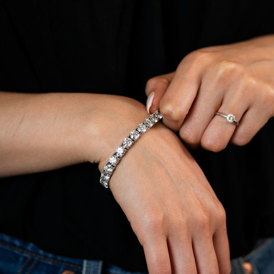 14K White Gold Lab-Created 4-Prong Diamond Tennis Bracelet (25 CTW F-G SI)
