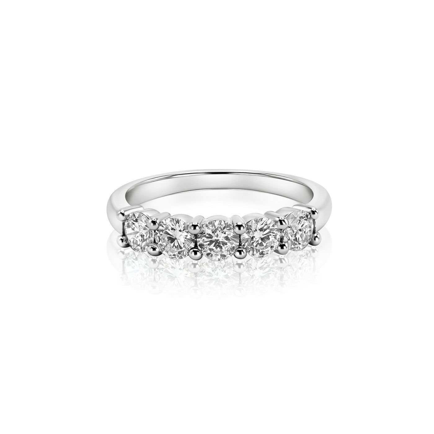 14K White Gold Lab-Created Diamond 5 Stone Anniversary Ring (1 CTW F-G SI)