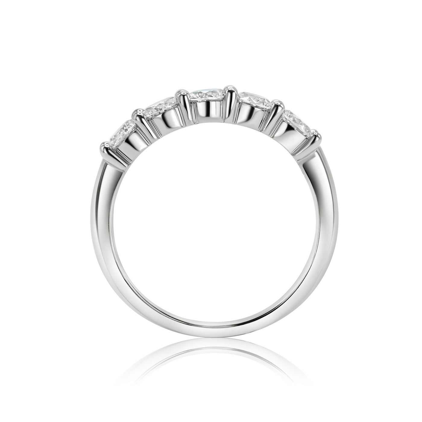 14K White Gold Lab-Created Diamond 5 Stone Anniversary Ring (1 CTW F-G SI)