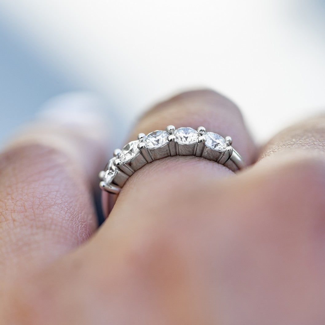 14K White Gold Lab-Created Diamond 5 Stone Anniversary Ring (1 CTW F-G SI)