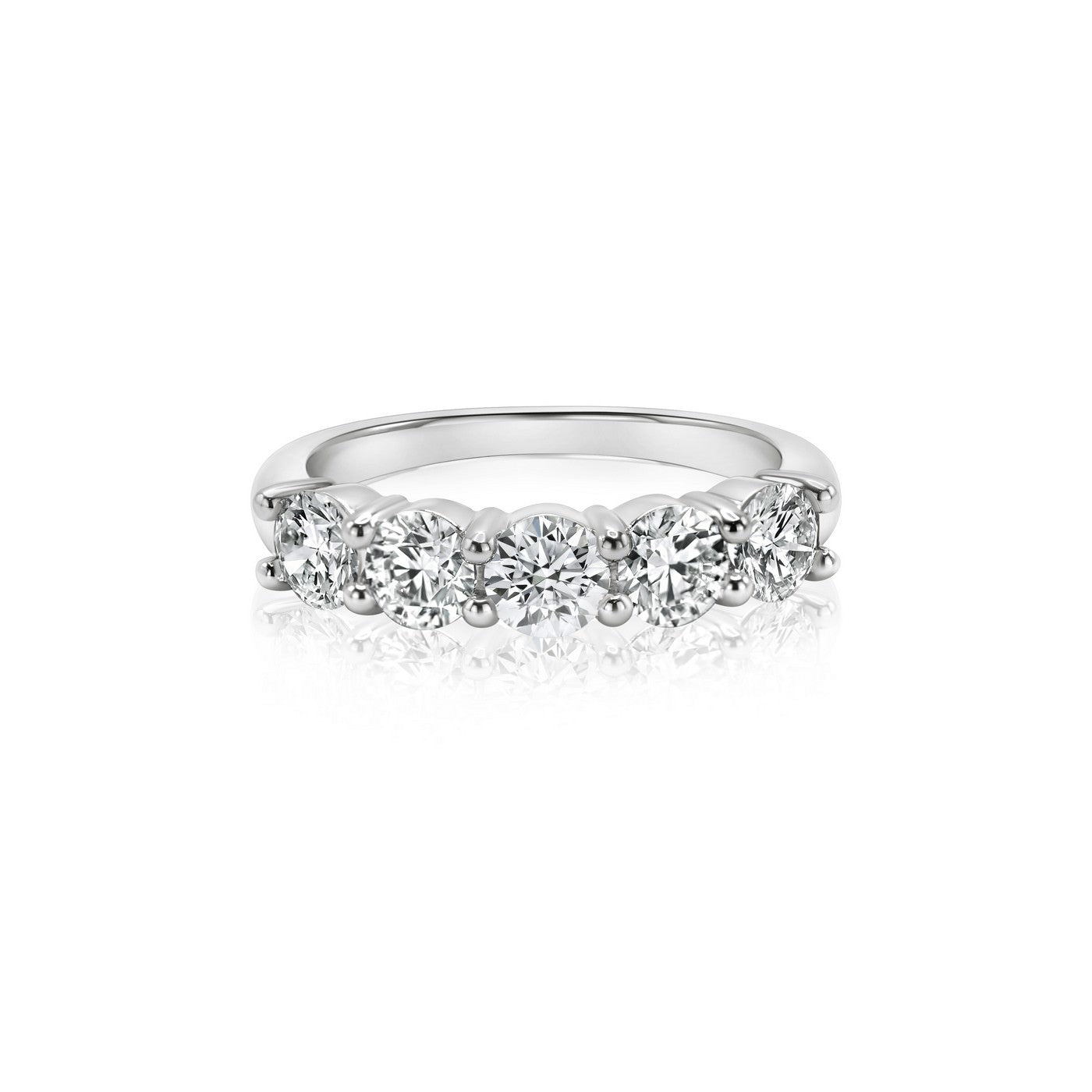 14K White Gold Lab-Created Diamond 5 Stone Anniversary Ring (1.50 CTW F-G SI)