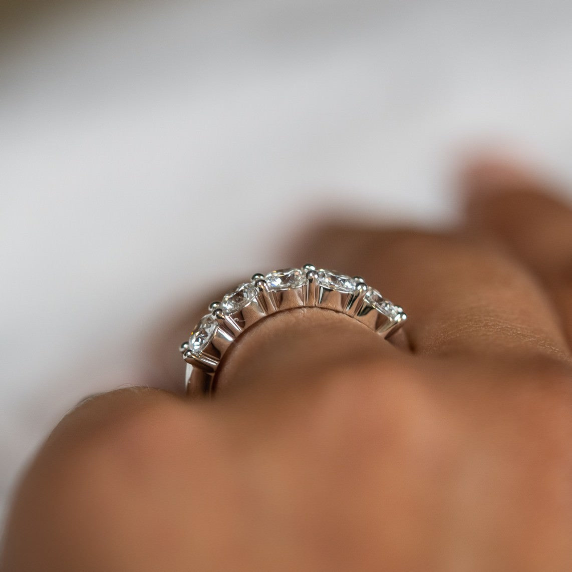 14K White Gold Lab-Created Diamond 5 Stone Anniversary Ring (1.50 CTW F-G SI)