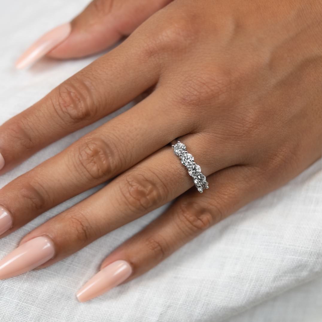 14K White Gold Lab-Created Diamond 5 Stone Anniversary Ring (1.50 CTW F-G SI)