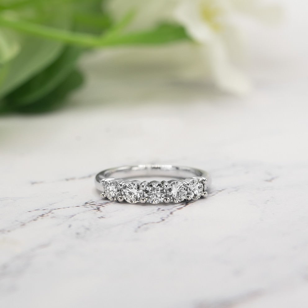 14K White Gold Lab-Created Diamond 5 Stone Anniversary Ring (1.50 CTW F-G SI)