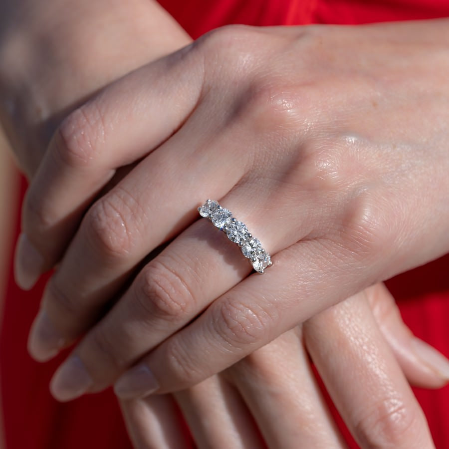 14K White Gold Lab-Created Diamond 5 Stone Ring (2.5 CTW F-G SI)