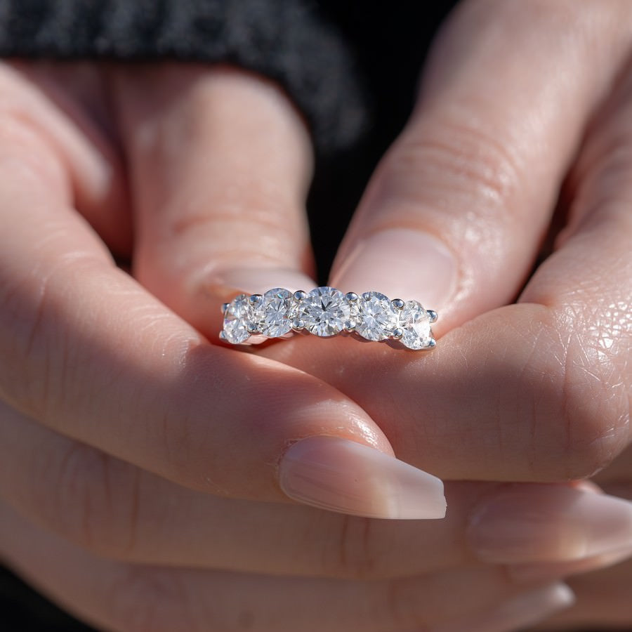 14K White Gold Lab-Created Diamond 5 Stone Ring (2.5 CTW F-G SI)