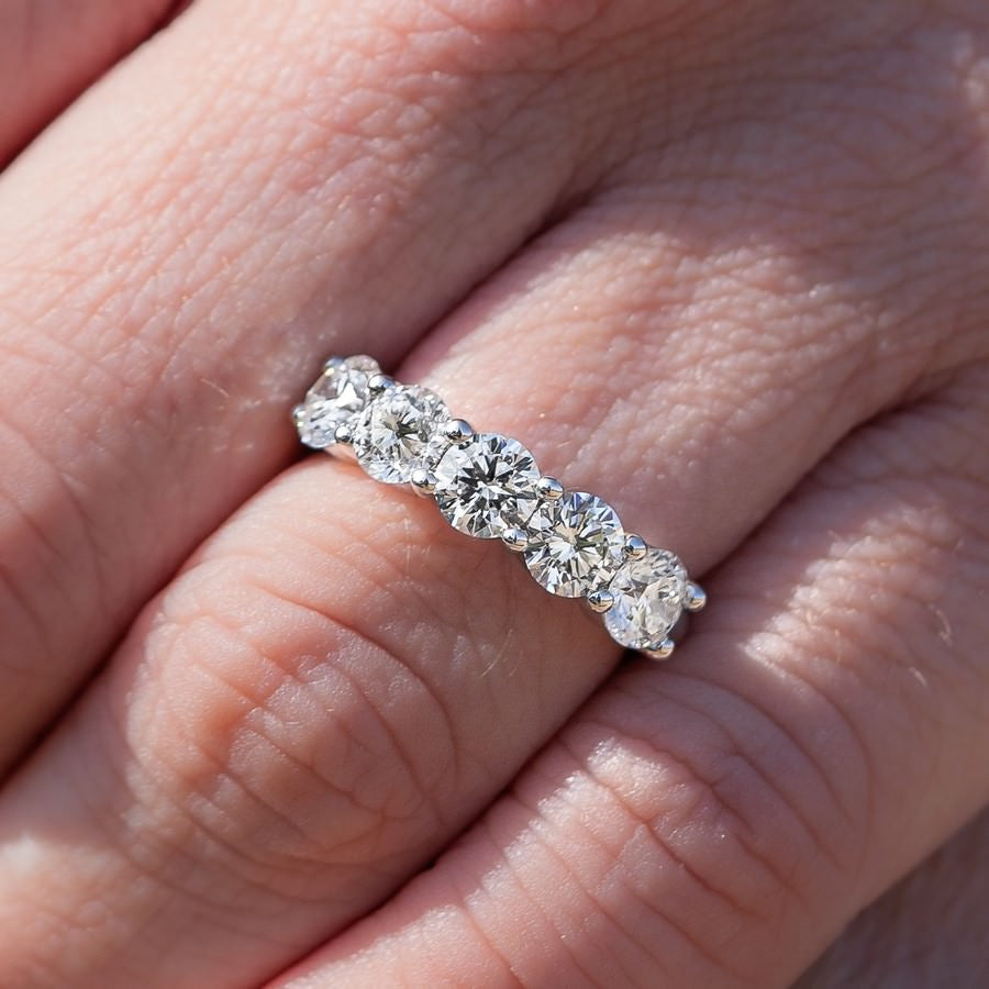 14K White Gold Lab-Created Diamond 5 Stone Ring (2.5 CTW F-G SI)