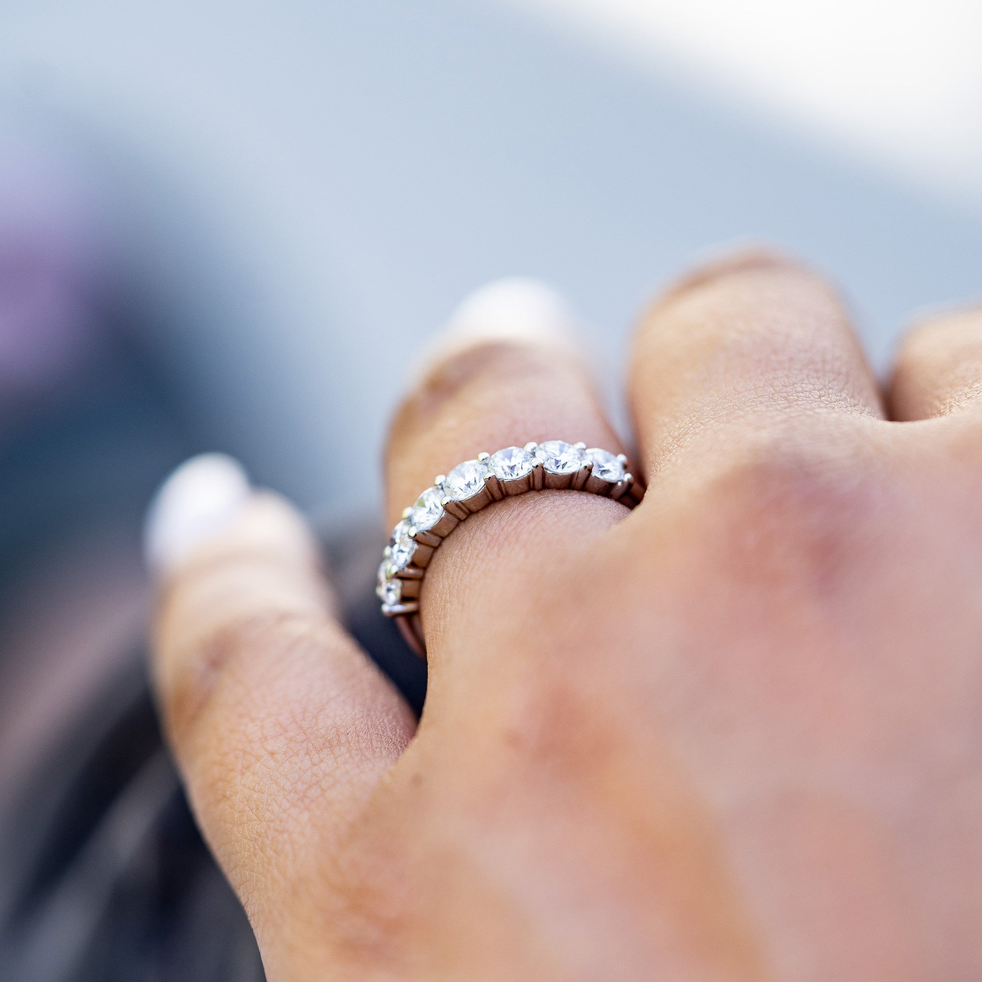 14K White Gold Lab-Created Diamond 7 Stone Anniversary Ring (1 CTW F-G SI)