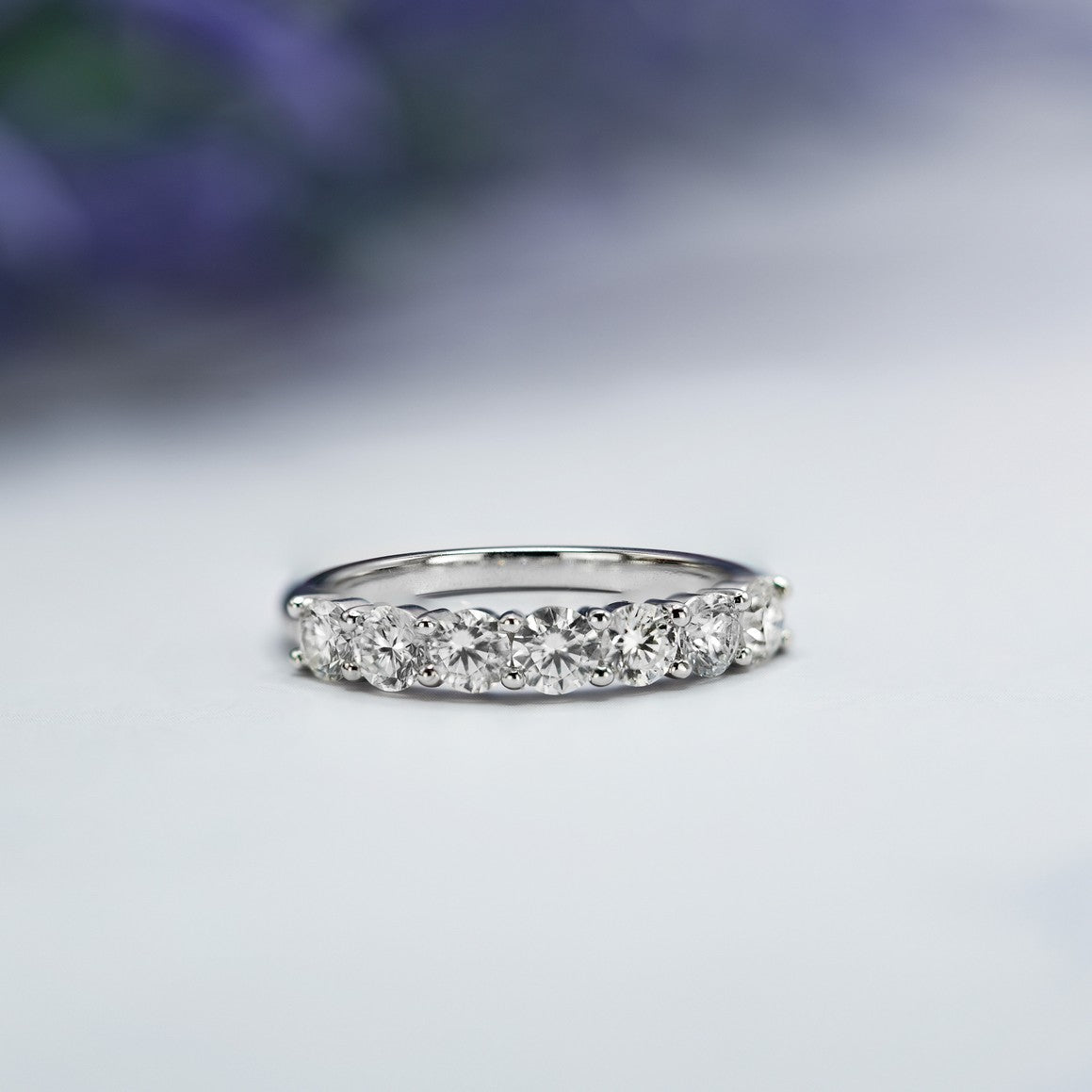 14K White Gold Lab-Created Diamond 7 Stone Anniversary Ring (1 CTW F-G SI)