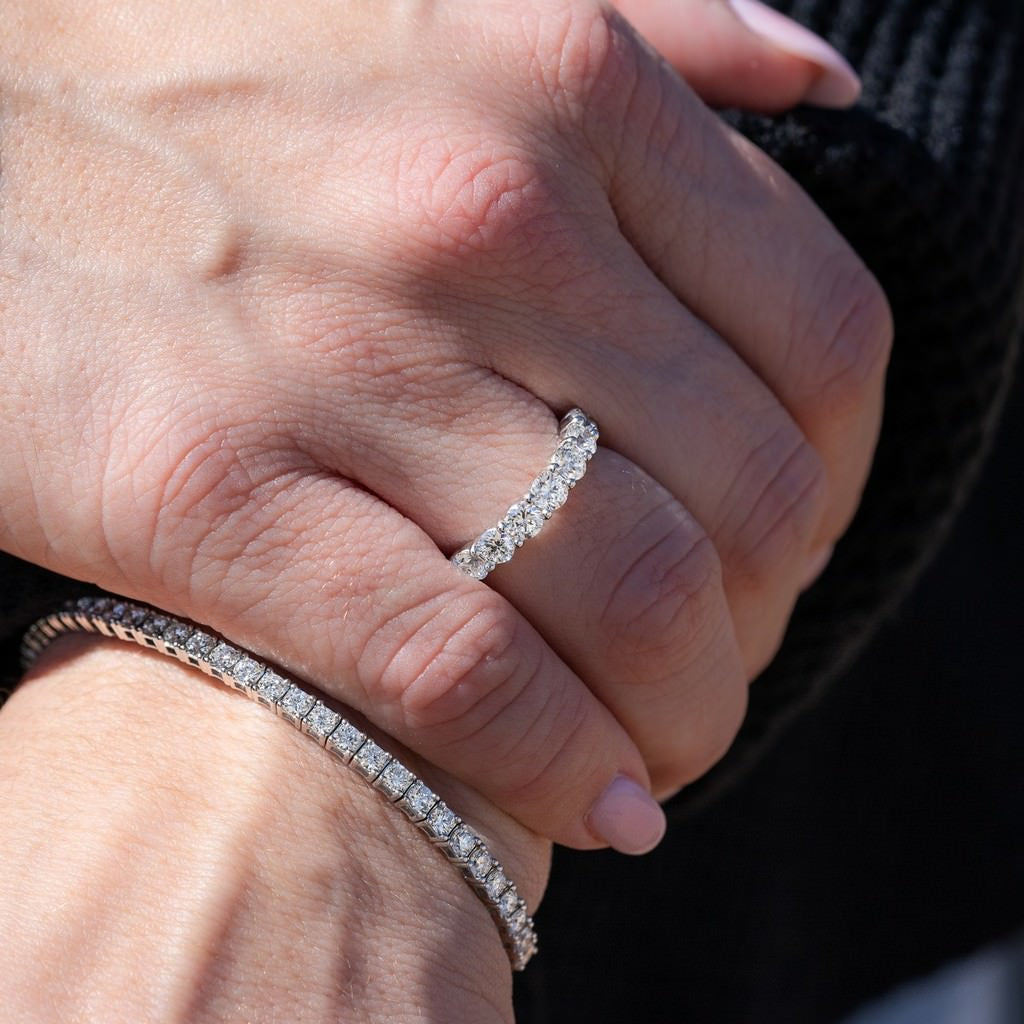 14K White Gold Lab-Created Diamond 7 Stone Ring (1.50 CTW F-G SI)