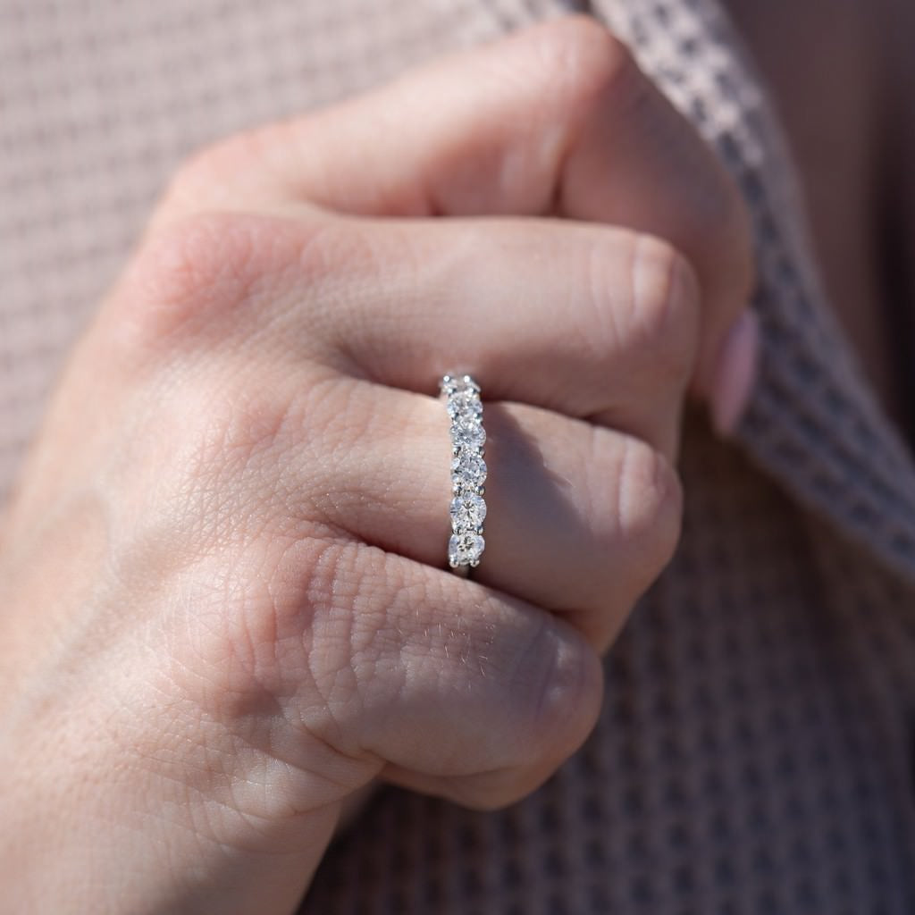 14K White Gold Lab-Created Diamond 7 Stone Ring (1.50 CTW F-G SI)