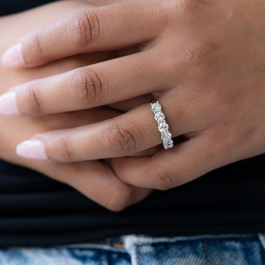 14K White Gold Lab-Created Diamond 7 Stone Ring (2 CTW F-G SI)