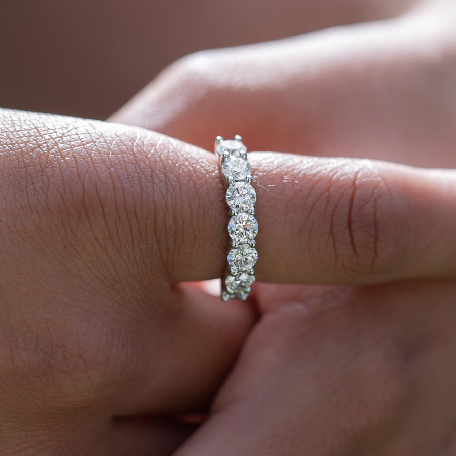 14K White Gold Lab-Created Diamond 7 Stone Ring (2 CTW F-G SI)