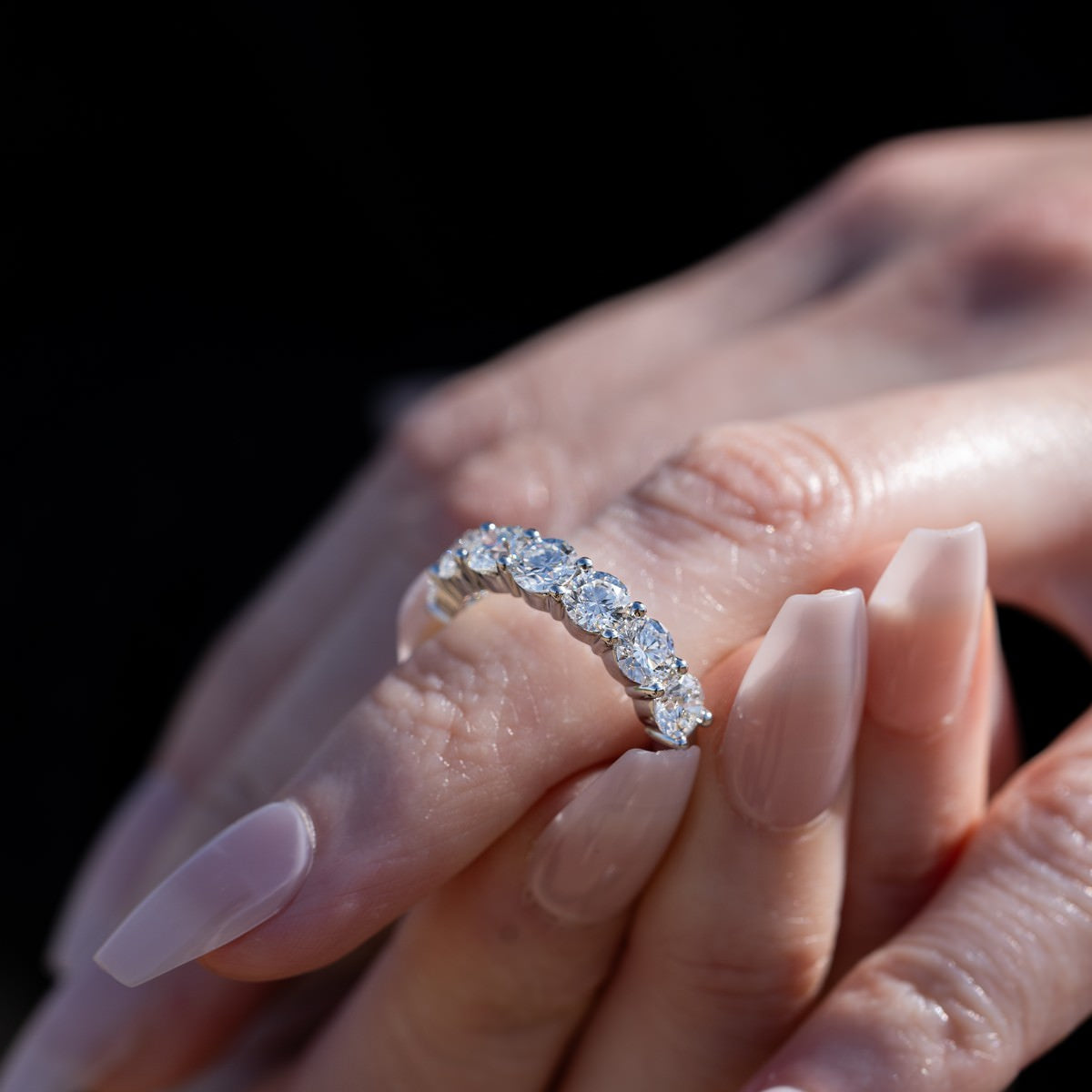 14K White Gold Lab-Created Diamond 7 Stone Ring (2.50 CTW F-G SI)