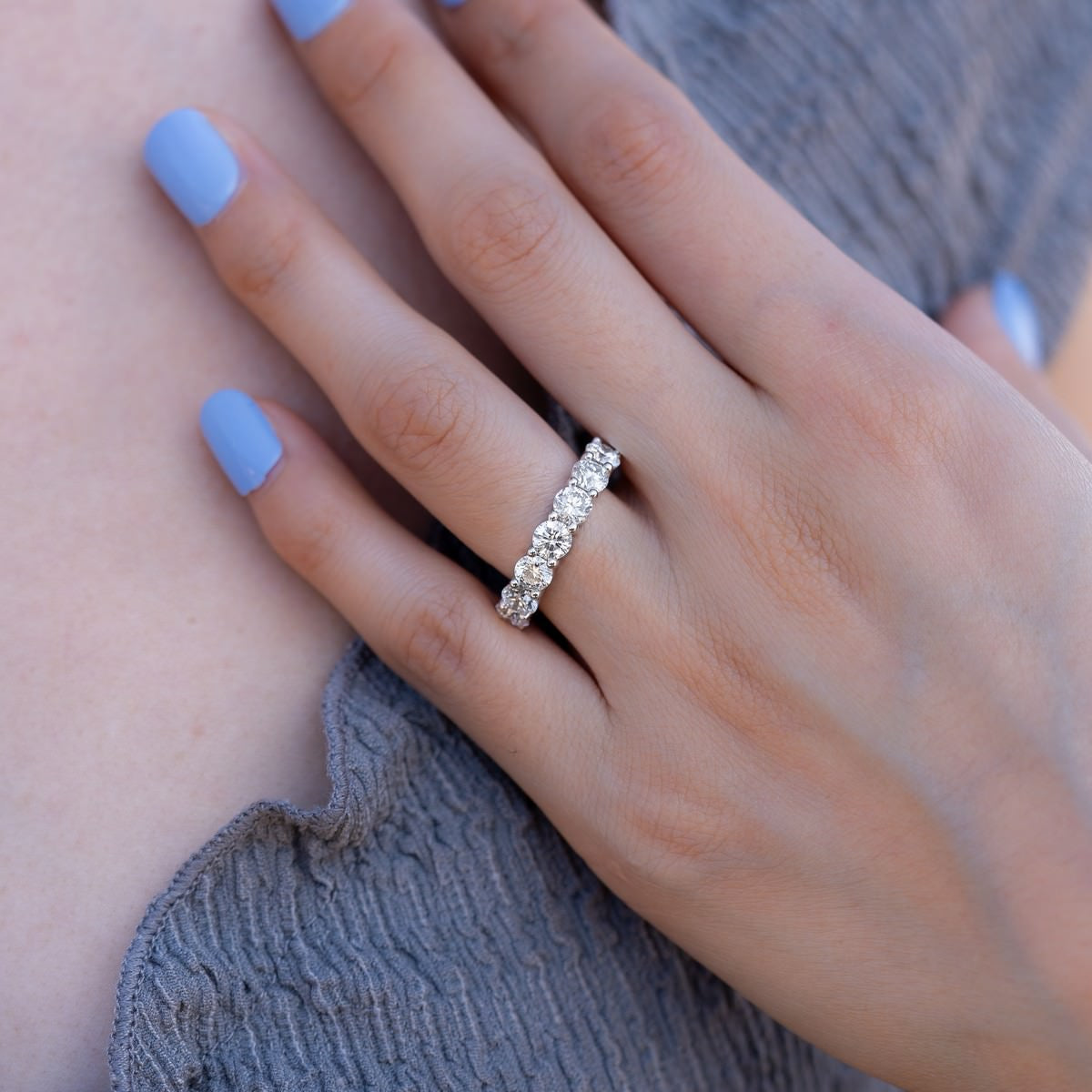 14K White Gold Lab-Created Diamond 7 Stone Ring (2.50 CTW F-G SI)