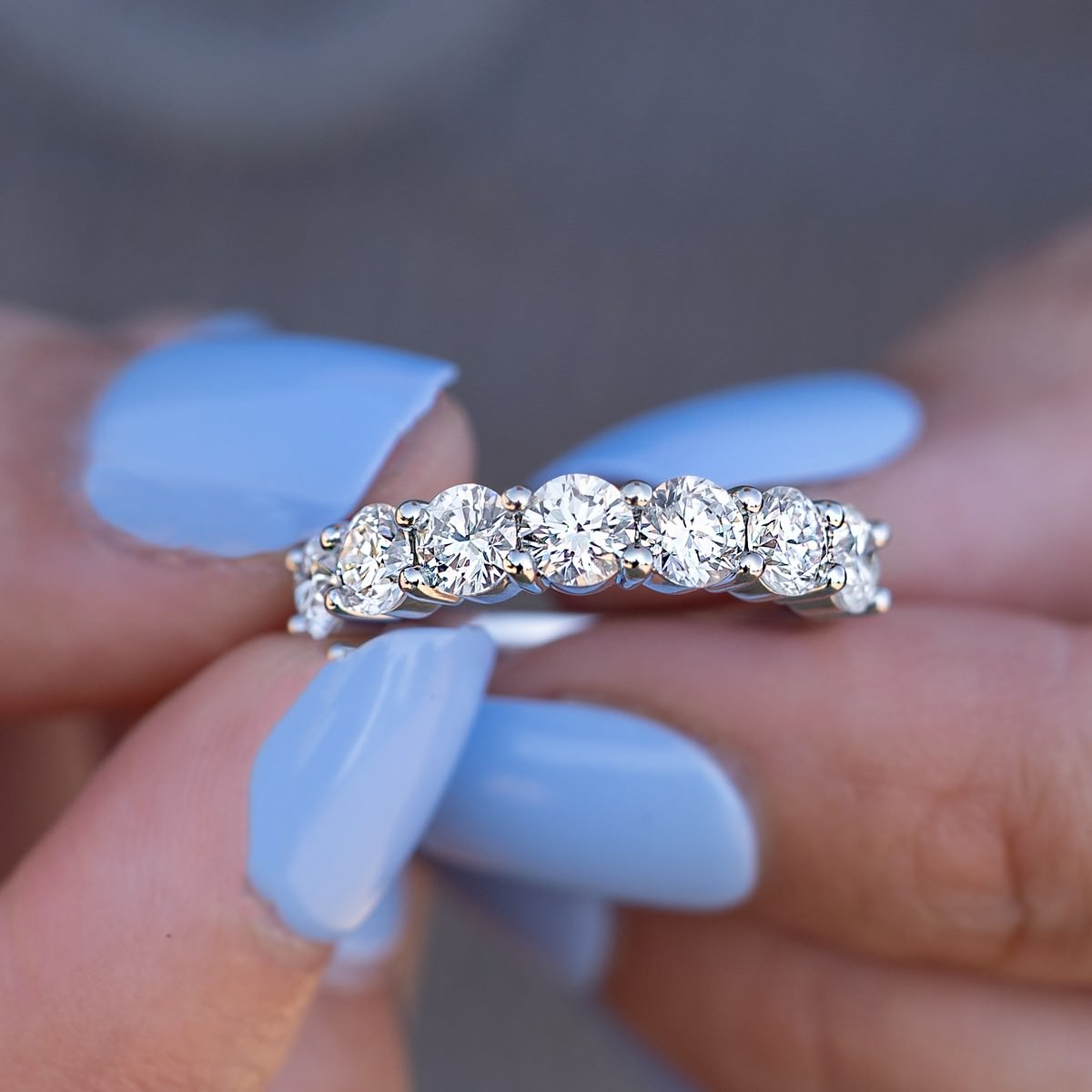 14K White Gold Lab-Created Diamond 7 Stone Ring (2.50 CTW F-G SI)