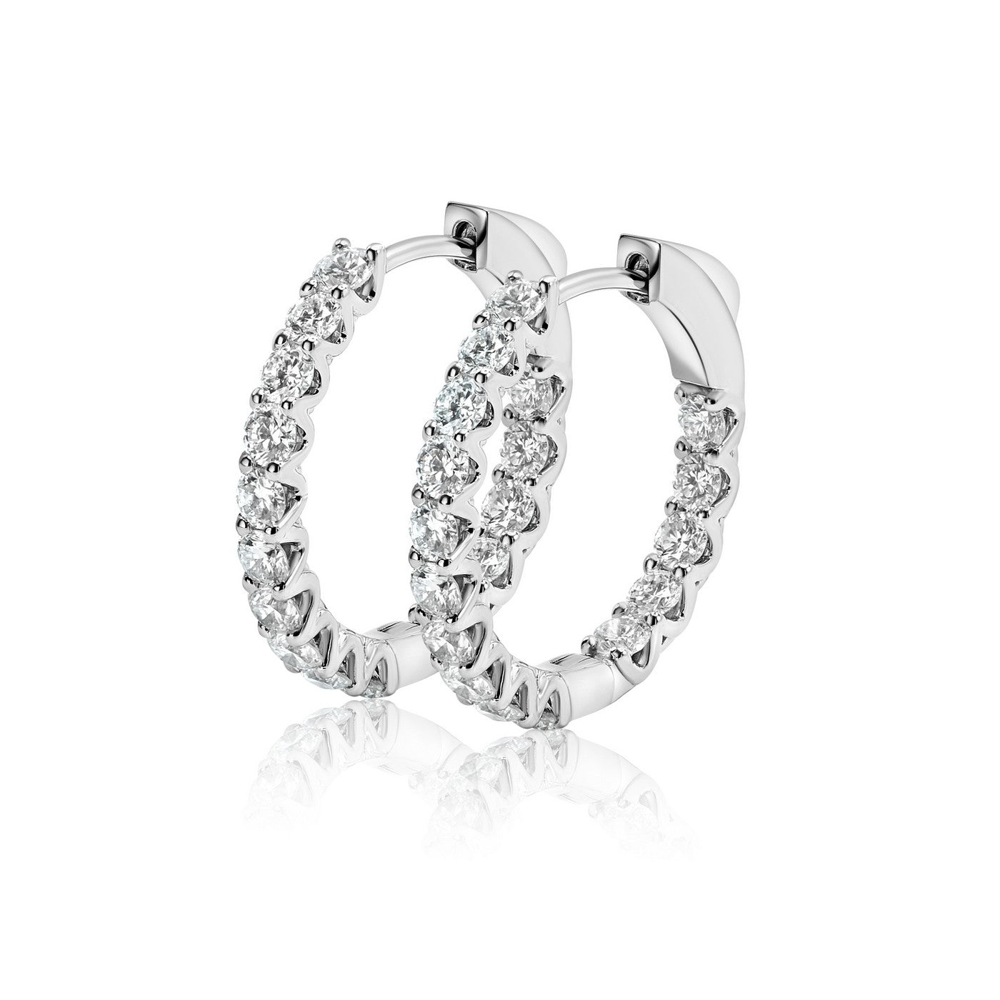 14K White Gold Lab-Created Diamond 15mm Huggie Earrings (2 CTW)