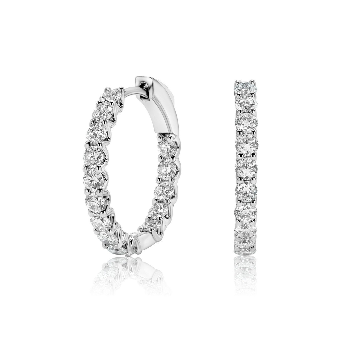 14K White Gold Lab-Created Diamond 15mm Huggie Earrings (2 CTW)