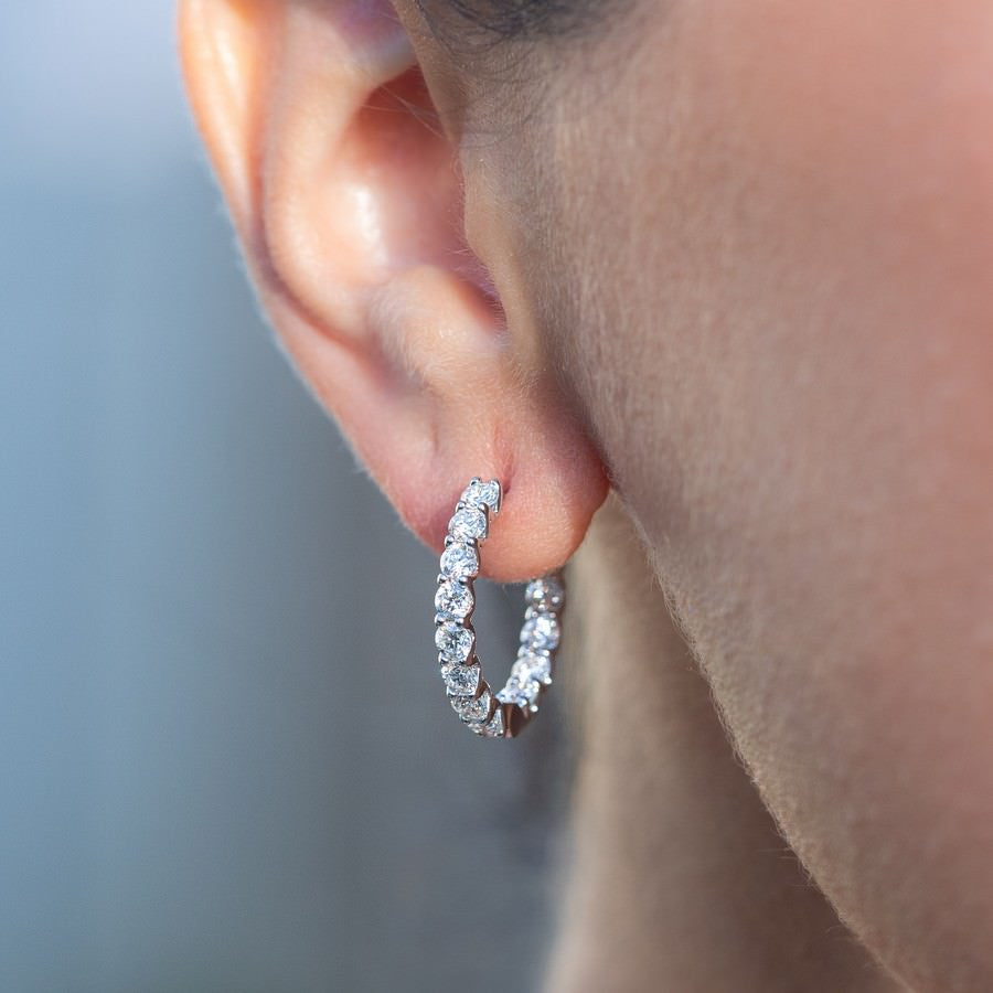 14K White Gold Lab-Created Diamond 15mm Huggie Earrings (2.50 CTW F-G SI)