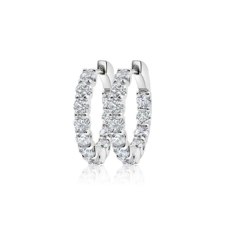 14K White Gold Lab-Created Diamond 15mm Huggie Earrings (3.50 CTW F-G SI)