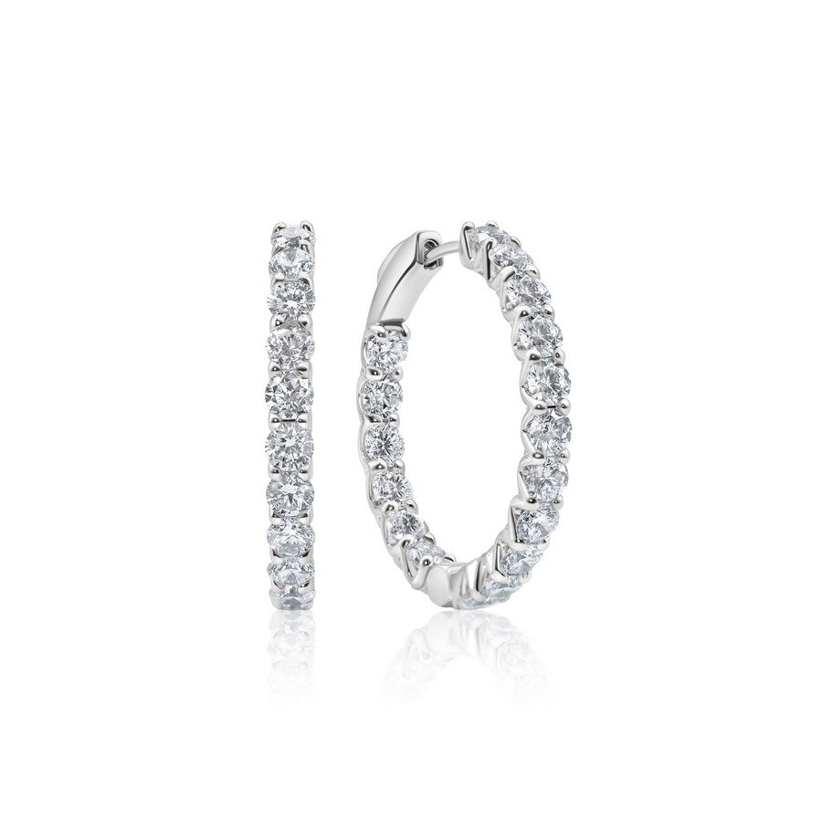 14K White Gold Lab-Created Diamond 23.5mm Huggie Earrings (5 CTW F-G SI)