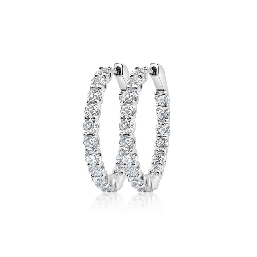 14K White Gold Lab-Created Diamond 23.5mm Huggie Earrings (5 CTW F-G SI)