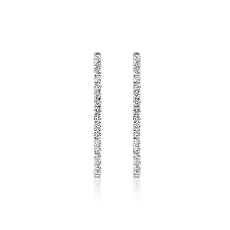14K White Gold Lab-Created Diamond Large Oval Hoop Earrings (2 CTW F-G SI)
