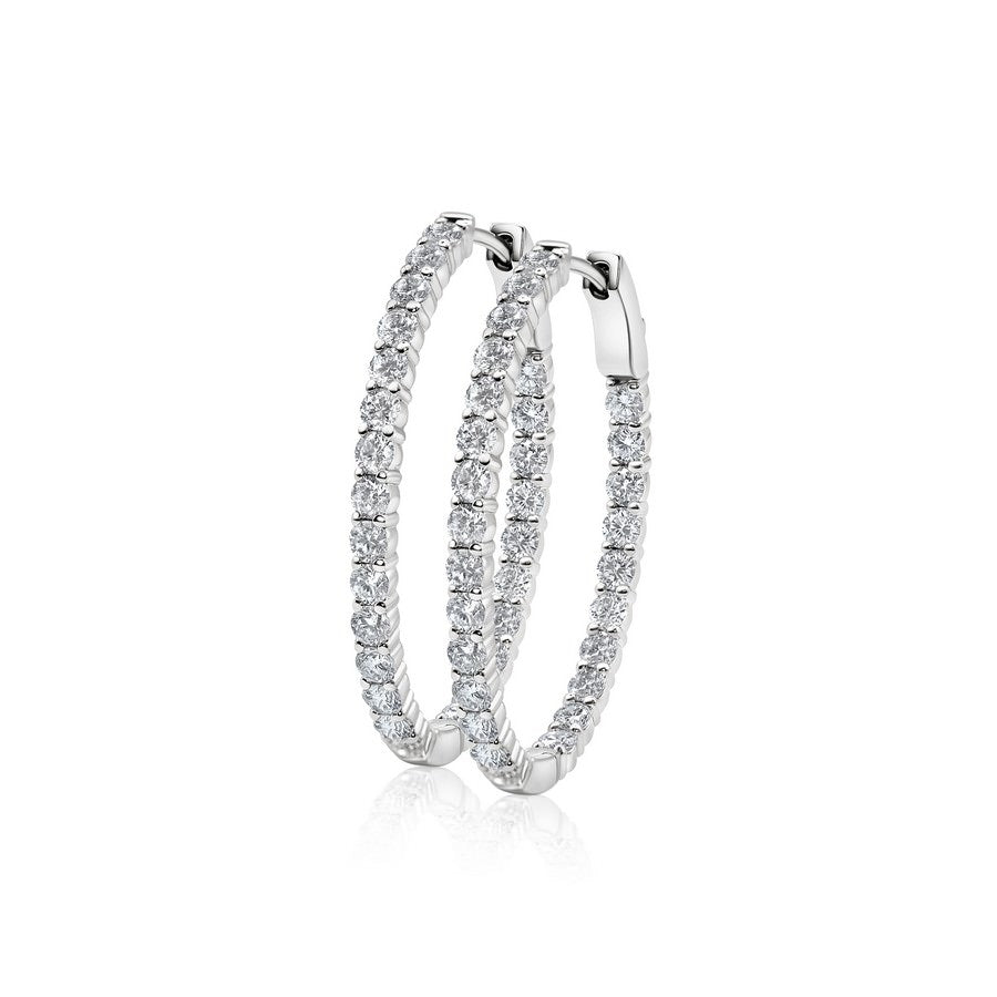 14K White Gold Lab-Created Diamond Large Oval Hoop Earrings (3 CTW F-G SI)