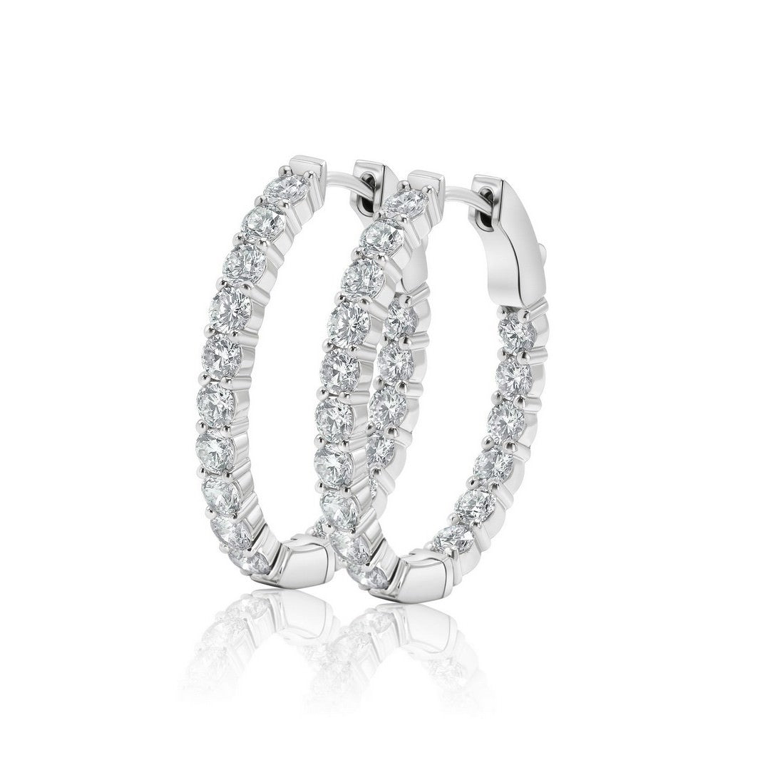 14K White Gold Lab-Created Diamond Small Oval Hoop Earrings (3 CTW F-G SI)