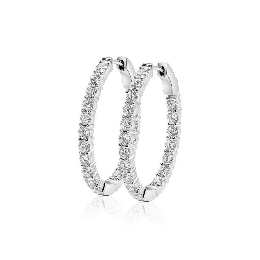 14K White Gold Lab-Created Diamond Medium Oval Hoop Earrings (3.50 CTW F-G SI)