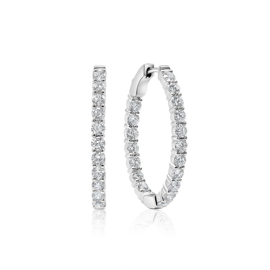 14K White Gold Lab-Created Diamond Medium Oval Hoop Earrings (3.50 CTW F-G SI)