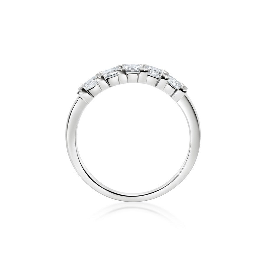 14K White Gold Lab-Created Diamond Emerald 5 Stone Ring (1 CTW F-G SI)