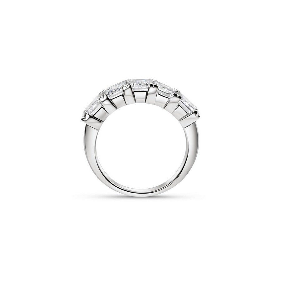 14K White Gold Lab-Created Diamond Emerald 5 Stone Ring (4.50 CTW F-G SI)