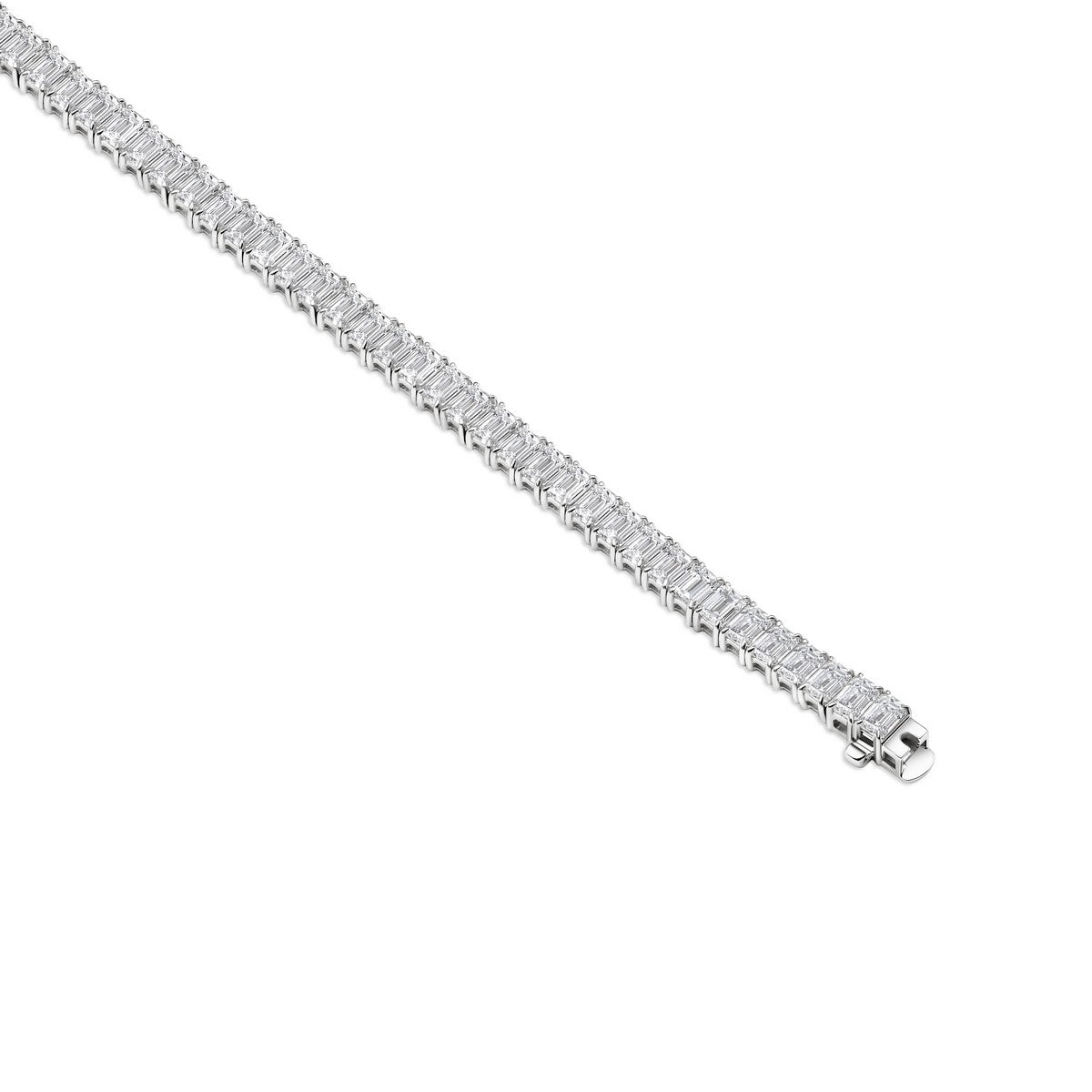 14K White Gold Lab-Created Diamond Emerald Cut Tennis Bracelet (14 CTW F-G SI)