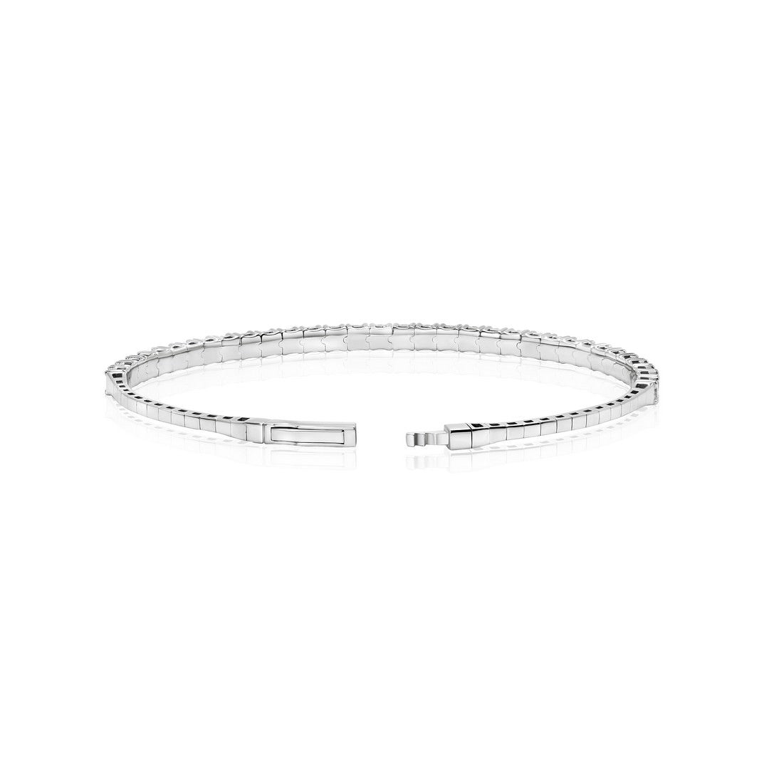 14K White Gold Lab-Created Halfway Flex Bangle (2.50 CTW F-G SI)