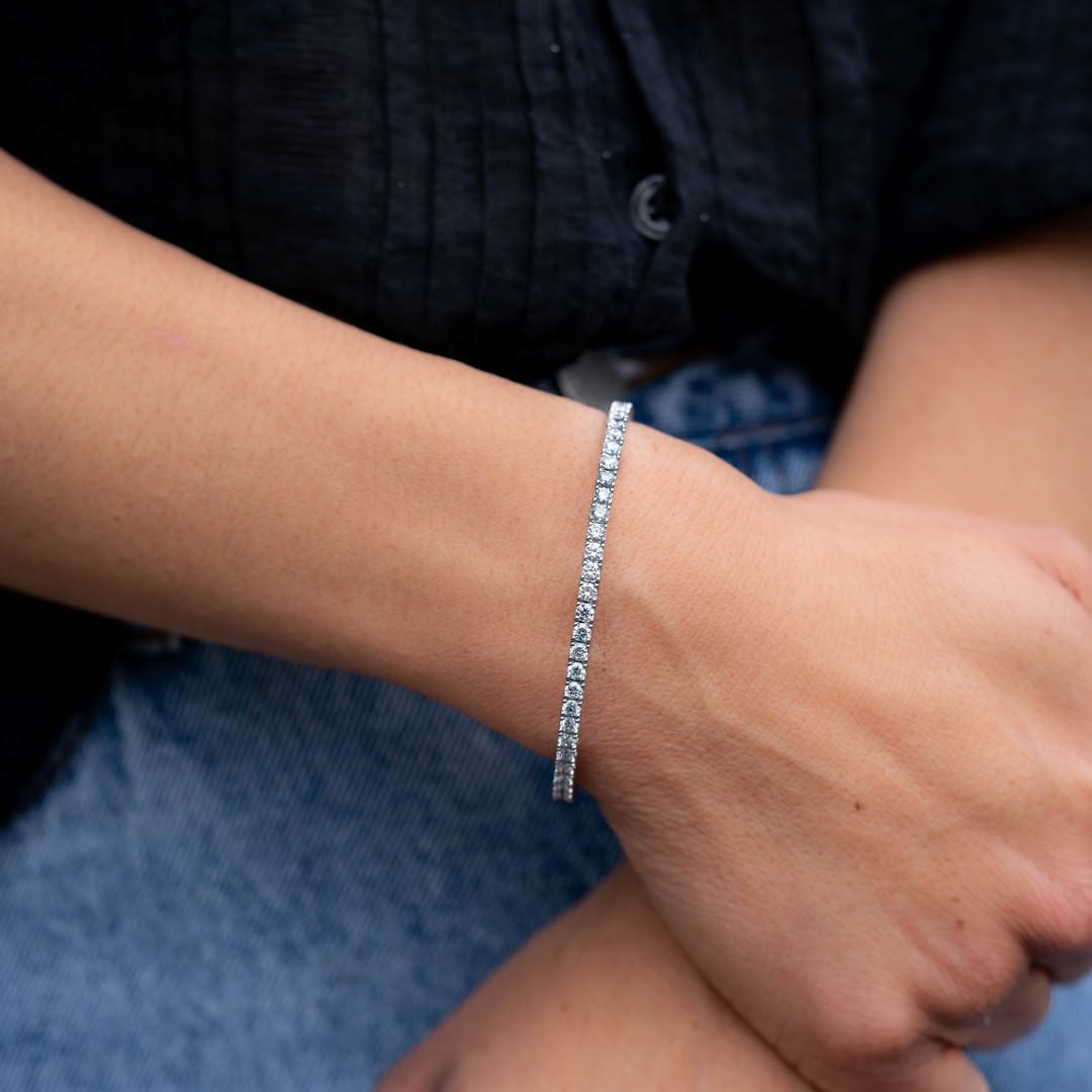 14K White Gold Lab-Created Halfway Flex Bangle (2.50 CTW F-G SI)