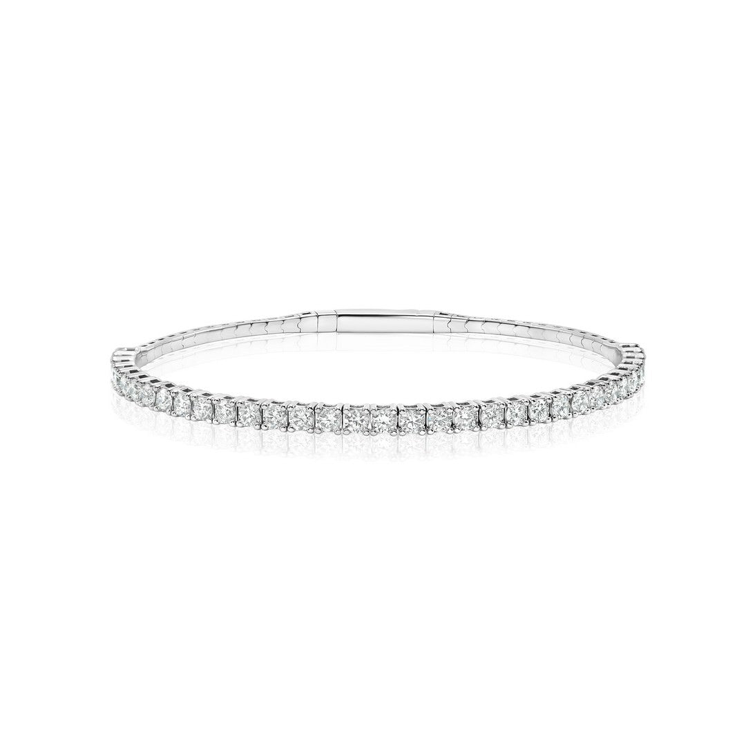 14K White Gold Lab-Created Halfway Flex Bangle (2.50 CTW F-G SI)