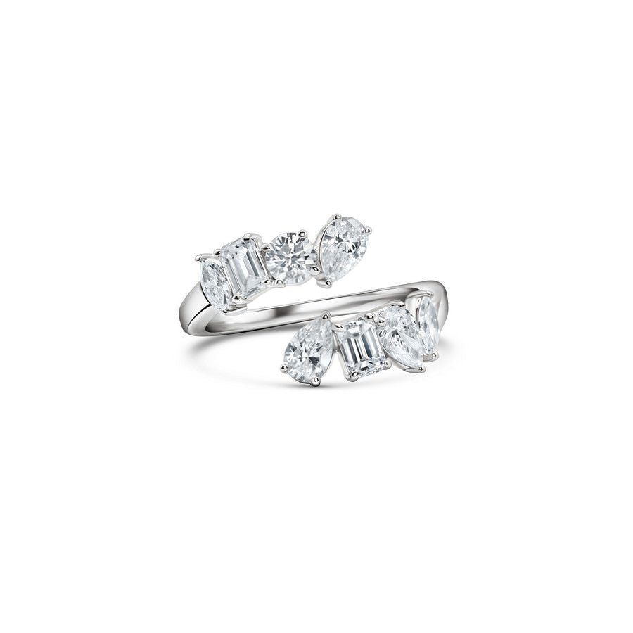 14K White Gold Lab-Created Diamond 8 Stone Multi-Shaped Ring (2 CTW F-G VS)