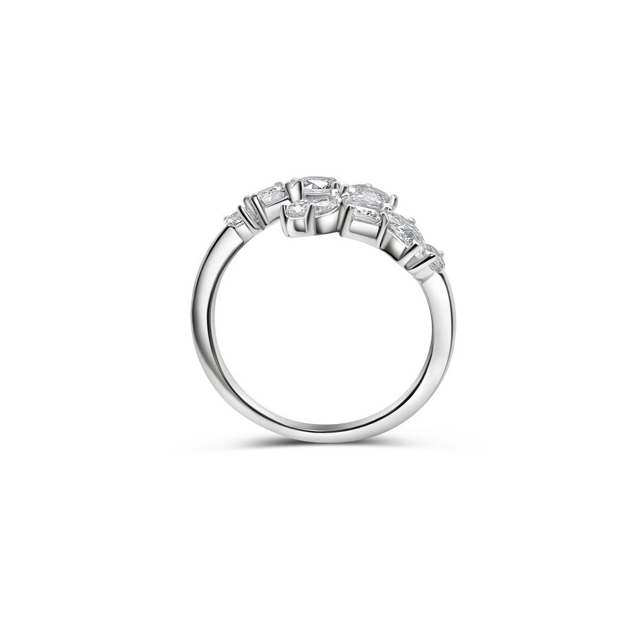 14K White Gold Lab-Created Diamond 8 Stone Multi-Shaped Ring (2 CTW F-G VS)