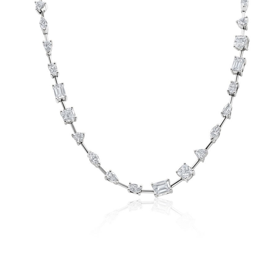 14K White Gold Lab-Created Diamond Multi-Shape Tennis Necklace (15 CTW F-G SI)