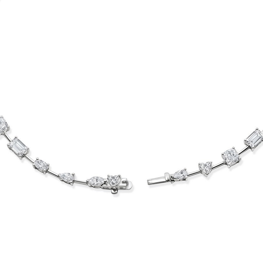 14K White Gold Lab-Created Diamond Multi-Shape Tennis Necklace (15 CTW F-G SI)