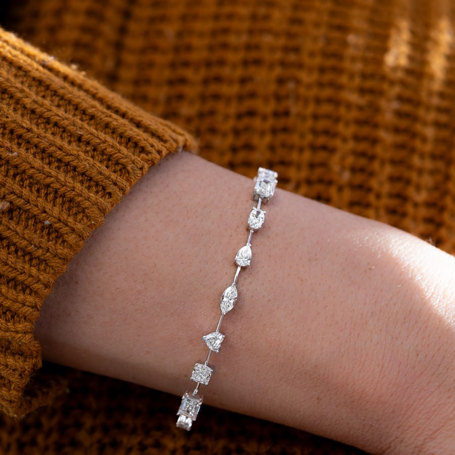 14K White Gold Lab-Created Diamond Multi-Shape Tennis Bracelet (9 CTW F-G SI)