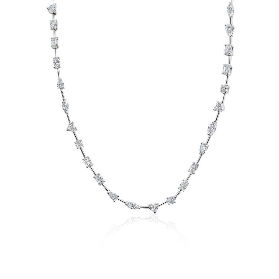 14K White Gold Lab-Created Diamond Multi-Shape Tennis Necklace (9 CTW F-G SI)