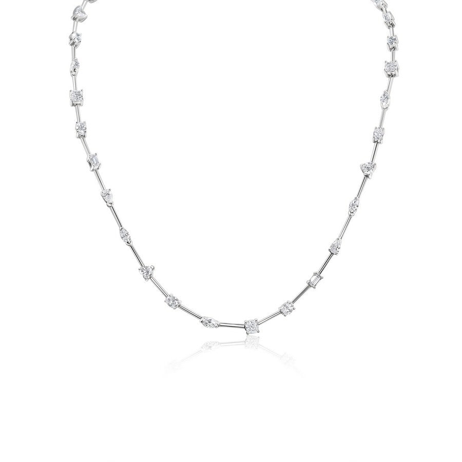 14K White Gold Lab-Created Diamond Multi-Shape Tennis Necklace (5 CTW F-G SI)