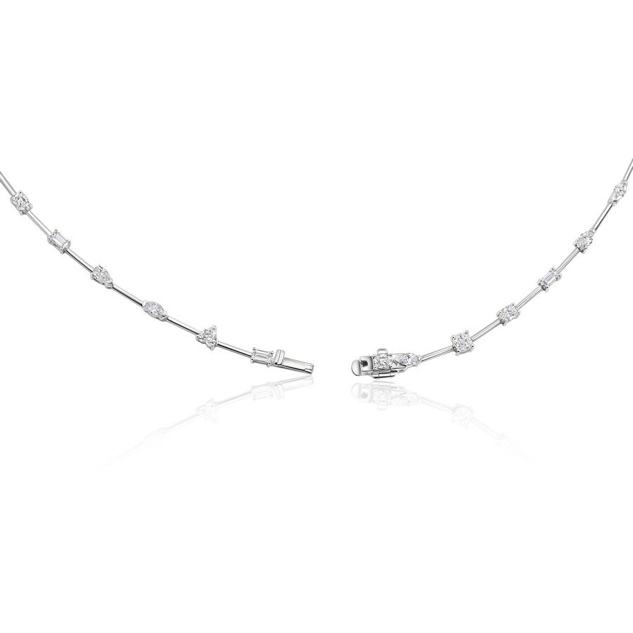 14K White Gold Lab-Created Diamond Multi-Shape Tennis Necklace (5 CTW F-G SI)