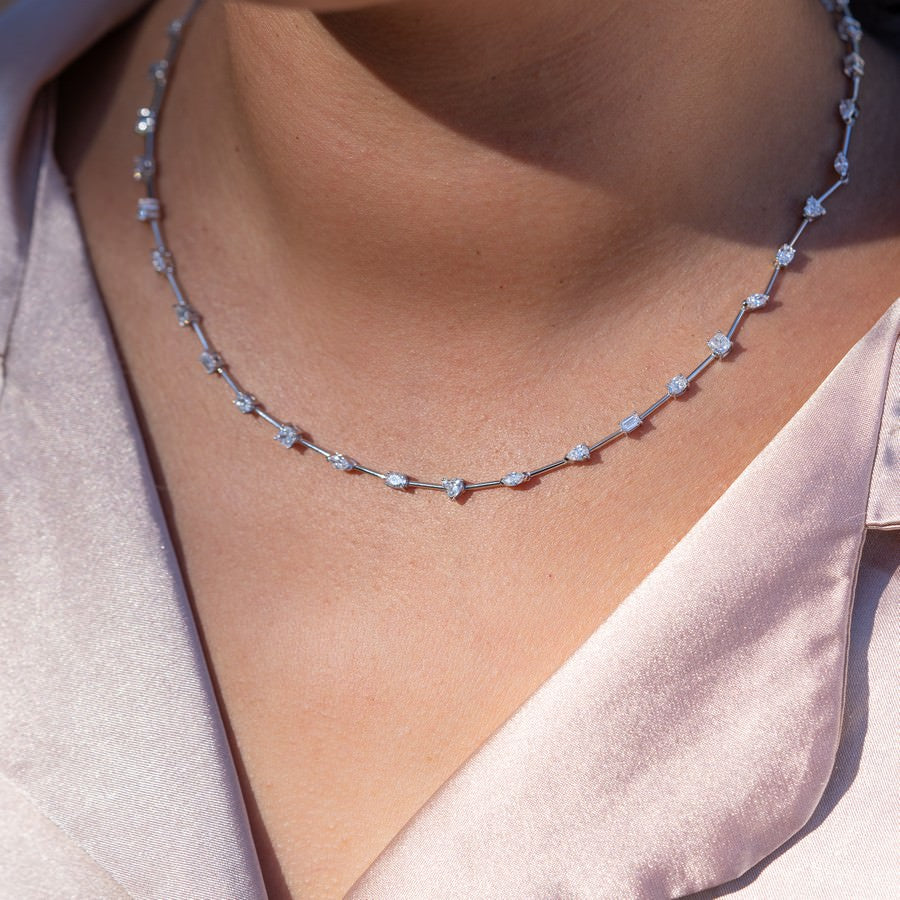 14K White Gold Lab-Created Diamond Multi-Shape Tennis Necklace (5 CTW F-G SI)