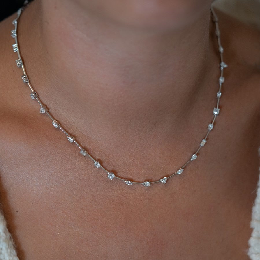 14K White Gold Lab-Created Diamond Multi-Shape Tennis Necklace (5 CTW F-G SI)