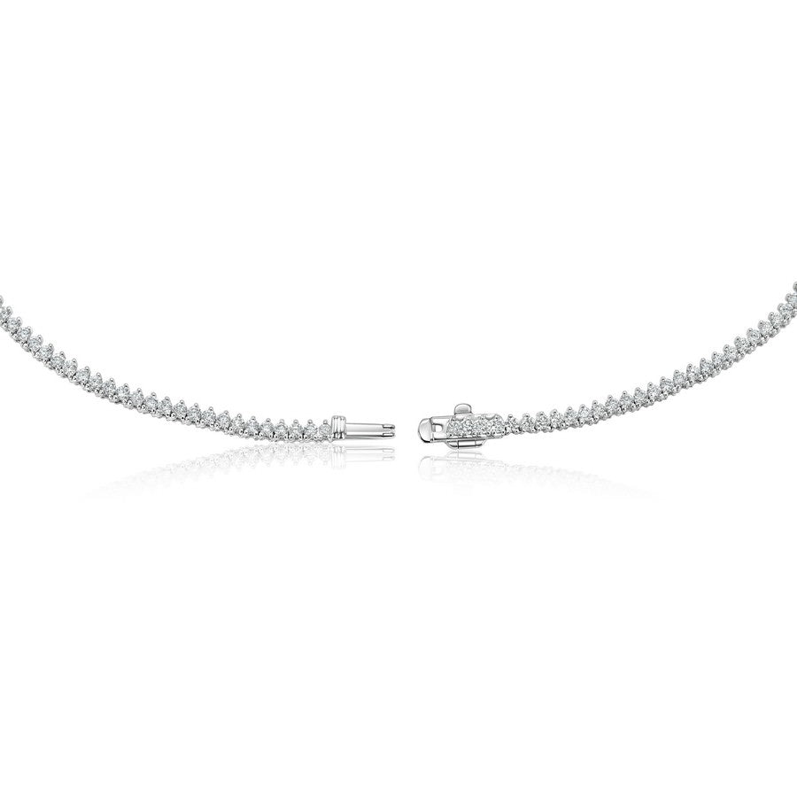 14K White Gold Lab-Created 3-Prong Diamond Riviera Necklace (10 CTW F-G SI)