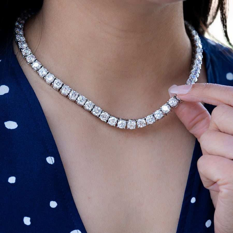 14K White Gold Lab-Created 4-Prong Diamond Tennis Necklace (80 CTW F-G SI)